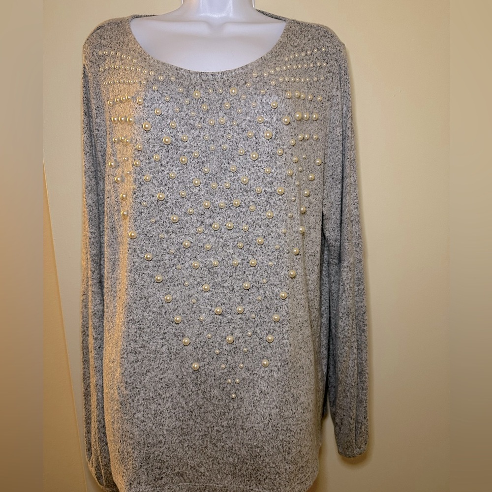 Gray Pearled Sweater